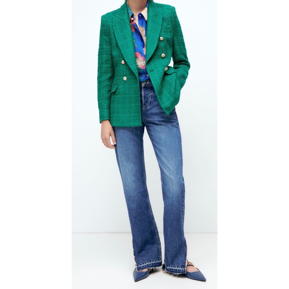 Zara Split Hem Straight Jeans